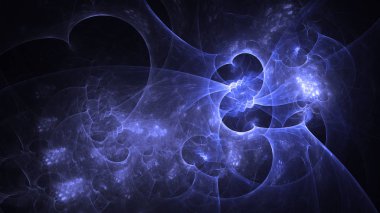 Soyut mavi fraktal ışık arkaplanı 3 boyutlu oluşturuluyor