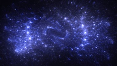 Soyut mavi fraktal ışık arkaplanı 3 boyutlu oluşturuluyor