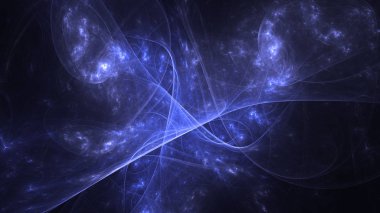 Soyut mavi fraktal ışık arkaplanı 3 boyutlu oluşturuluyor