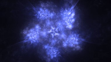 Soyut mavi fraktal ışık arkaplanı 3 boyutlu oluşturuluyor