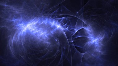Soyut mavi fraktal ışık arkaplanı 3 boyutlu oluşturuluyor