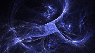 Soyut mavi fraktal ışık arkaplanı 3 boyutlu oluşturuluyor