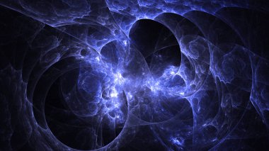 Soyut mavi fraktal ışık arkaplanı 3 boyutlu oluşturuluyor