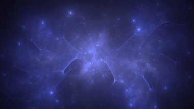 Soyut mavi fraktal ışık arkaplanı 3 boyutlu oluşturuluyor