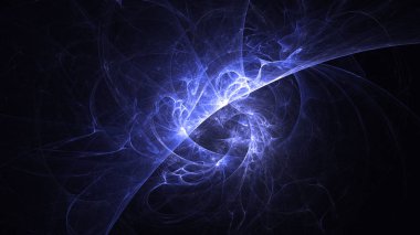 Soyut mavi fraktal ışık arkaplanı 3 boyutlu oluşturuluyor