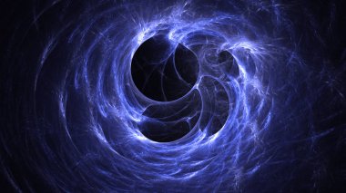 Soyut mavi fraktal ışık arkaplanı 3 boyutlu oluşturuluyor