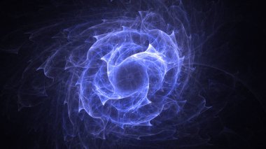 Soyut mavi fraktal ışık arkaplanı 3 boyutlu oluşturuluyor