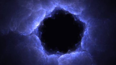 Soyut mavi fraktal ışık arkaplanı 3 boyutlu oluşturuluyor