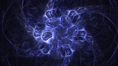 Soyut mavi fraktal ışık arkaplanı 3 boyutlu oluşturuluyor