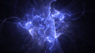 Soyut mavi fraktal ışık arkaplanı 3 boyutlu oluşturuluyor