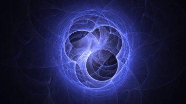 Soyut mavi fraktal ışık arkaplanı 3 boyutlu oluşturuluyor