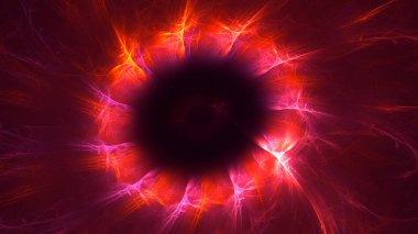 Soyut kırmızı fraktal ışık arkaplanı 3 boyutlu oluşturuluyor