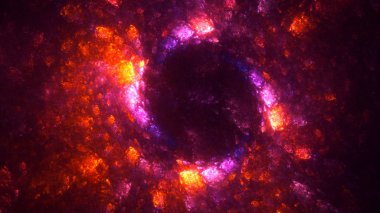 Soyut kırmızı fraktal ışık arkaplanı 3 boyutlu oluşturuluyor