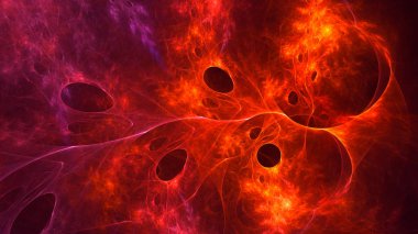 Soyut kırmızı fraktal ışık arkaplanı 3 boyutlu oluşturuluyor