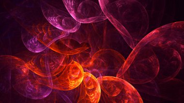 Soyut kırmızı fraktal ışık arkaplanı 3 boyutlu oluşturuluyor