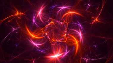 Soyut kırmızı fraktal ışık arkaplanı 3 boyutlu oluşturuluyor