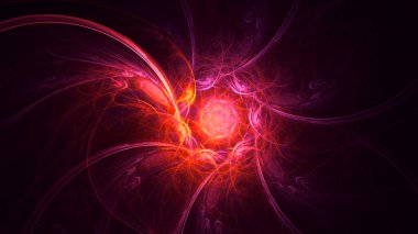 Soyut kırmızı fraktal ışık arkaplanı 3 boyutlu oluşturuluyor