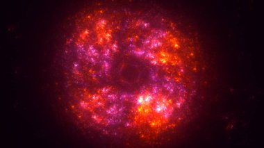 Soyut kırmızı fraktal ışık arkaplanı 3 boyutlu oluşturuluyor