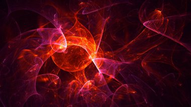 Soyut kırmızı fraktal ışık arkaplanı 3 boyutlu oluşturuluyor