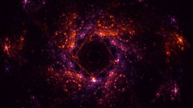 Soyut kırmızı fraktal ışık arkaplanı 3 boyutlu oluşturuluyor