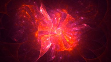 Soyut kırmızı fraktal ışık arkaplanı 3 boyutlu oluşturuluyor