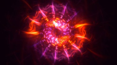 Soyut kırmızı fraktal ışık arkaplanı 3 boyutlu oluşturuluyor