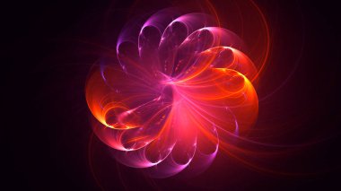 Soyut kırmızı fraktal ışık arkaplanı 3 boyutlu oluşturuluyor