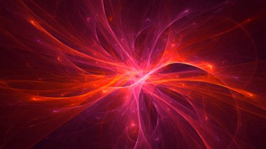 Soyut kırmızı fraktal ışık arkaplanı 3 boyutlu oluşturuluyor