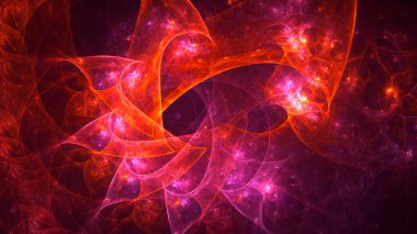 Soyut kırmızı fraktal ışık arkaplanı 3 boyutlu oluşturuluyor