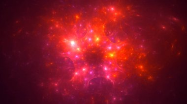 Soyut kırmızı fraktal ışık arkaplanı 3 boyutlu oluşturuluyor