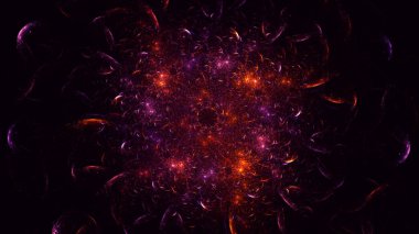 Soyut kırmızı fraktal ışık arkaplanı 3 boyutlu oluşturuluyor