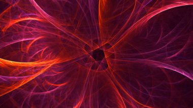 Soyut kırmızı fraktal ışık arkaplanı 3 boyutlu oluşturuluyor