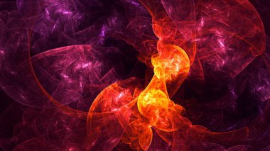 Soyut kırmızı fraktal ışık arkaplanı 3 boyutlu oluşturuluyor