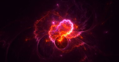 Soyut kırmızı fraktal ışık arkaplanı 3 boyutlu oluşturuluyor