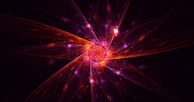 Soyut kırmızı fraktal ışık arkaplanı 3 boyutlu oluşturuluyor