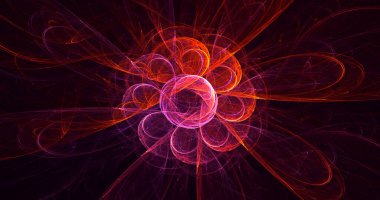 Soyut kırmızı fraktal ışık arkaplanı 3 boyutlu oluşturuluyor