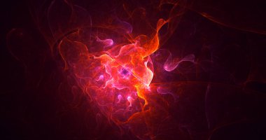 Soyut kırmızı fraktal ışık arkaplanı 3 boyutlu oluşturuluyor