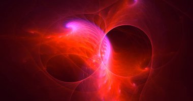 Soyut kırmızı fraktal ışık arkaplanı 3 boyutlu oluşturuluyor