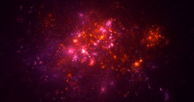 Soyut kırmızı fraktal ışık arkaplanı 3 boyutlu oluşturuluyor