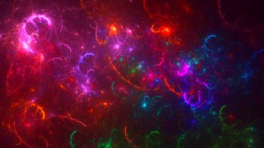 Soyut çok renkli fraktal ışık arkaplanı 3B görüntüleme