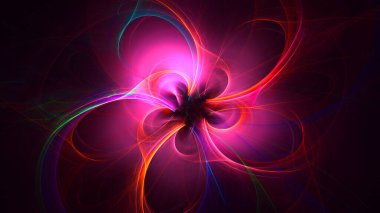 Soyut fraktal ışık arkaplanı 3 boyutlu oluşturuluyor