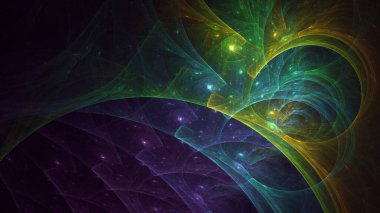 Soyut fraktal ışık arkaplanı 3 boyutlu oluşturuluyor