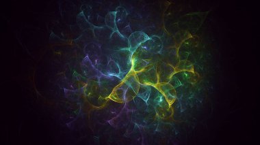 Soyut fraktal ışık arkaplanı 3 boyutlu oluşturuluyor