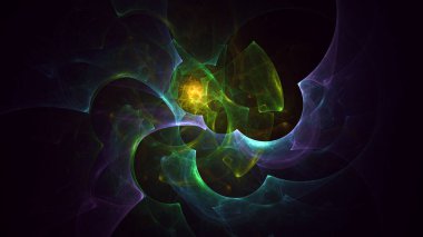 Soyut fraktal ışık arkaplanı 3 boyutlu oluşturuluyor