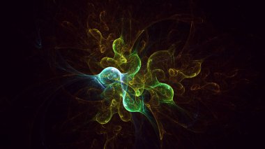 Soyut fraktal ışık arkaplanı 3 boyutlu oluşturuluyor