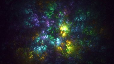 Soyut fraktal ışık arkaplanı 3 boyutlu oluşturuluyor