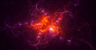 Soyut kırmızı fraktal ışık arkaplanı 3 boyutlu oluşturuluyor