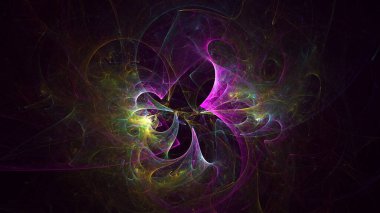 Soyut çok renkli fraktal ışık arkaplanı 3B görüntüleme