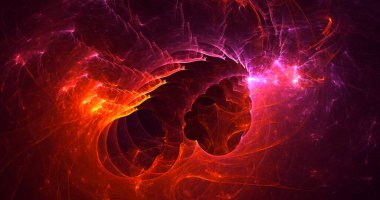 Soyut çok renkli fraktal ışık arkaplanı 3B görüntüleme