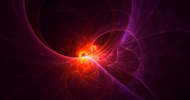 Soyut kırmızı fraktal ışık arkaplanı 3 boyutlu oluşturuluyor